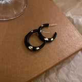 Vintage Green Enamel Dot Hoop Earrings for Women