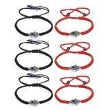 6pcs Kabbalah Bracelets Evil Eye Hamsa Hand for Protection Red/Black String