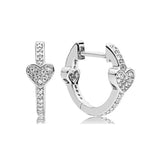 925 Sterling Silver Charm Zircon Earrings Princess Square Love Art