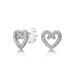 925 Sterling Silver Charm Zircon Earrings Princess Square Love Art