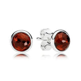 S925 Sterling Silver Women's Earrings With Colored Gemstone Round
