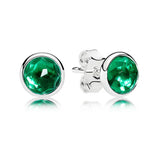 S925 Sterling Silver Women's Earrings With Colored Gemstone Round