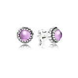 S925 Sterling Silver Women's Earrings With Colored Gemstone Round