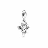 S925 Silver Beaded Charm Forever Flying Fox Dragon Child Women's Jewelry