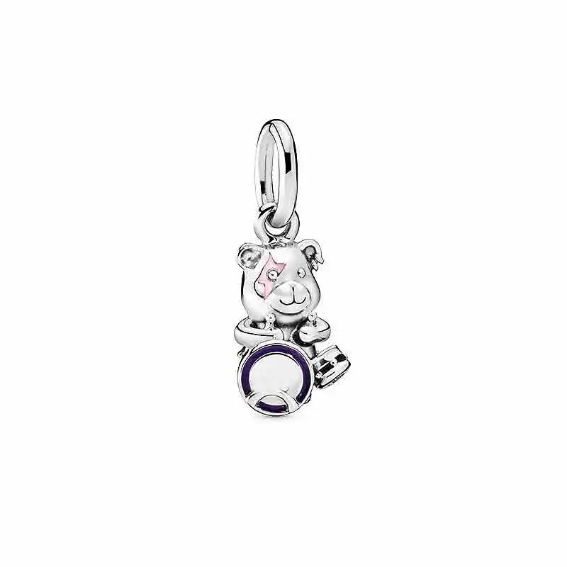 S925 Silver Beaded Charm Forever Flying Fox Dragon Child Women's Jewelry
