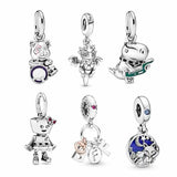 S925 Silver Beaded Charm Forever Flying Fox Dragon Child Women's Jewelry