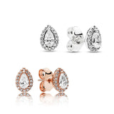 LR S925 Fungus Studs Water Drop Pear Shaped Rose Earrings