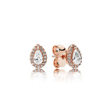 LR S925 Fungus Studs Water Drop Pear Shaped Rose Earrings