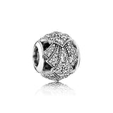925 Silver Diamond-Studded Beaded Fixed Buckle Flower Loose Bead