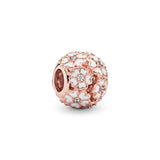 925 Silver Diamond-Studded Beaded Fixed Buckle Flower Loose Bead