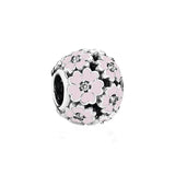 925 Silver Diamond-Studded Beaded Fixed Buckle Flower Loose Bead
