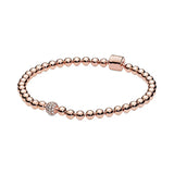 Hot Zirconia Round Charms Bracelet 925 Silver Hand Chain Beads
