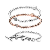 Hot Zirconia Round Charms Bracelet 925 Silver Hand Chain Beads