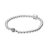 Hot Zirconia Round Charms Bracelet 925 Silver Hand Chain Beads