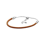 LR Moments Pink Leather Bracelet 925 Silver Clasp Gift Jewelry