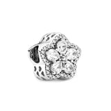 925 Silver Snowflake Bow Beaded Charm Women's Jewelry