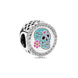 925 Silver Embellishment With Beaded Eyes And Skull Charms Retro Boys Girls