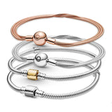 925 Silver Multi-Snake Chain Women's Bracelet Original Logo Buckle