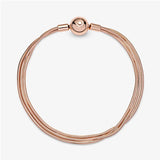 925 Silver Multi-Snake Chain Women's Bracelet Original Logo Buckle