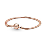 925 Silver Multi-Snake Chain Women's Bracelet Original Logo Buckle