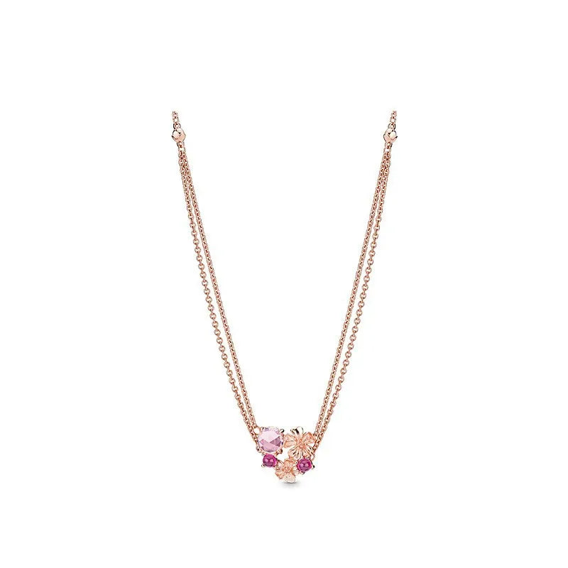 Exotic Rose Sparkling Princess Lion Heart-Shaped Clavicle Chain Necklace