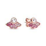 925 Silver Tassel Earrings Pink Crown Rose Full Diamond Pink
