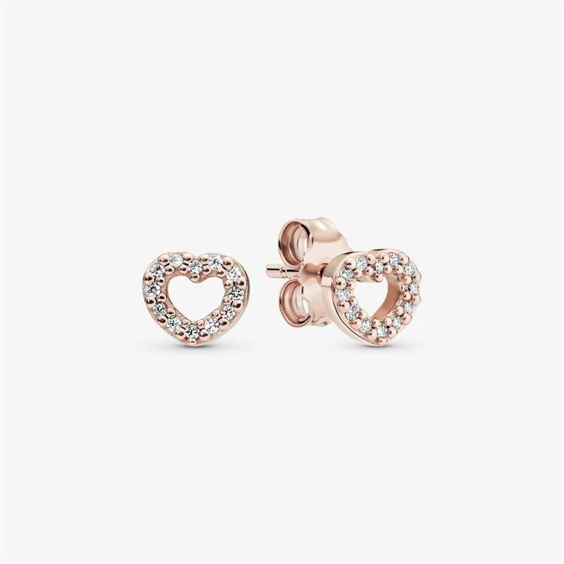 925 Silver Tassel Earrings Pink Crown Rose Full Diamond Pink