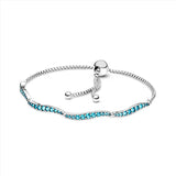 S925 Silver Wave Slider Bracelet Zircon Charm Men Women