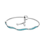 S925 Silver Wave Slider Bracelet Zircon Charm Men Women