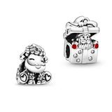 S925 Sterling Silver Sheep Santa Bead Charm Bracelet Bangle