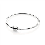 925 Silver Round Heart Charms Pan Bracelets Hand Chain Bangles Beads Gift