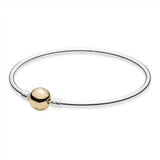 925 Silver Round Heart Charms Pan Bracelets Hand Chain Bangles Beads Gift