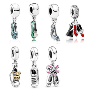 LR S925 Silver Debut Punk Ballet Shoes Sneakers Charm Jewelry