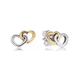 S925 Silver Heart-Shaped Zircon Earrings, Cross Wrap, Korea Charm