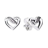 S925 Silver Heart-Shaped Zircon Earrings, Cross Wrap, Korea Charm