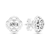 925 Silver Heart Earrings Women Piercing Ear Flower Stud Sleeper Earrings