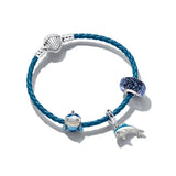 925 Silver Hand Bracelet PAN Dream Ocean Series Leather Chain DIY