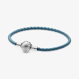 925 Silver Hand Bracelet PAN Dream Ocean Series Leather Chain DIY