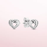 925 Silver Snowflake Heart Stud Earrings for Women