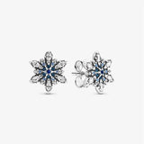 925 Silver Snowflake Heart Stud Earrings for Women