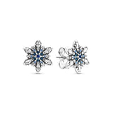925 Silver Snowflake Heart Stud Earrings for Women