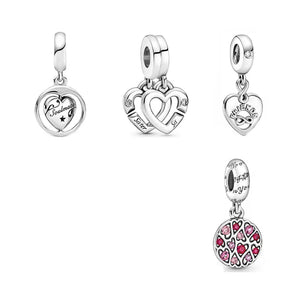 S925 Silver Love Heart Charm Fine Jewelry for Women - Valentine's Gift