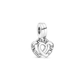 S925 Silver Love Heart Charm Fine Jewelry for Women - Valentine's Gift