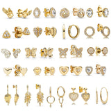 Yellow Earrings Women's Charm Jewelry Bee Butterfly Love Zircon Triangle Party