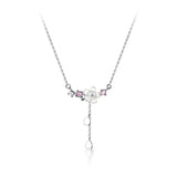 925 Silver Cherry Flower Shell Tassel Necklace for Women