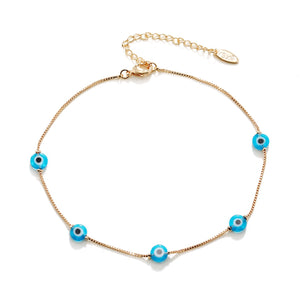 Evil Eye Anklets 14K Pating Colour Adjustable Anklets
