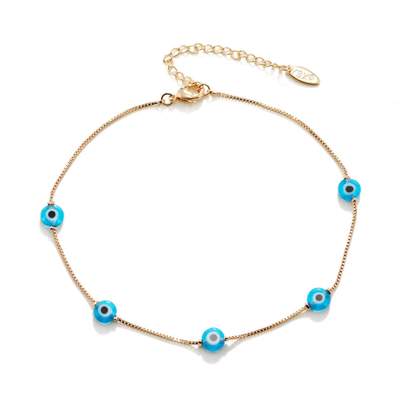 Evil Eye Anklets 14K Pating Colour Adjustable Anklets