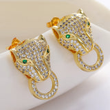Leopard Stud Earrings Punk Gothic Vintage Big Hollow Round Jewelry