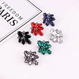 Crystal Stone Piercing Earrings Silver Metal Stud Earrings