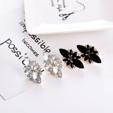 Crystal Stone Piercing Earrings Silver Metal Stud Earrings